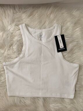 CONVERSE High Neck Knit Tank Top in White Sz LARGE